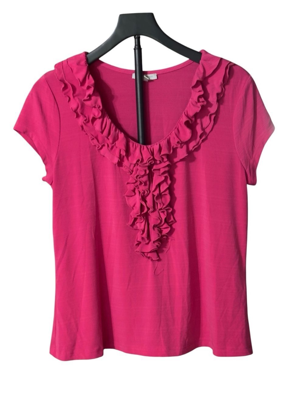 Harve Benard Magenta Pink Ruffle Cap Sleeve Sleeveless Blouse Top Size Large
